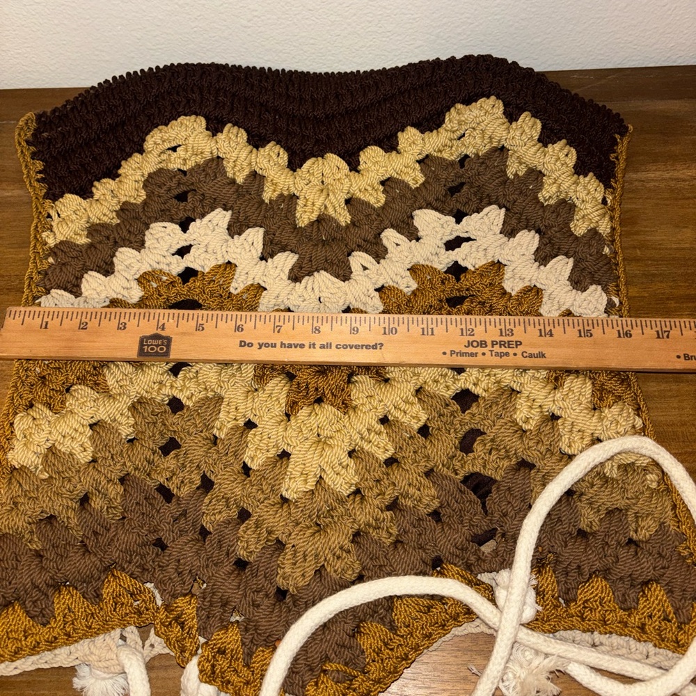 Brown and Tan Crochet Tote Bag - Picture 5 of 6